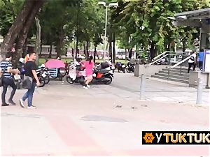 chinese female is seduced in public into going back to tourists hotel for sex