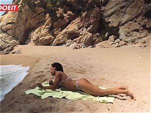 LETSDOEIT - super hot ebony teenager banged firm At The Beach